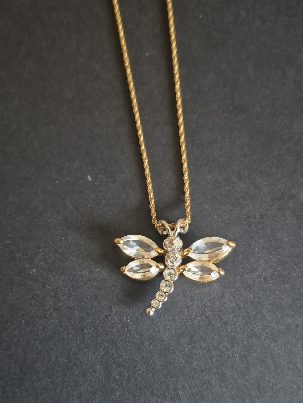 Swarovski Gold-Tone Dragonfly Crystal Pendant Necklace - Elegant Women Jewelry